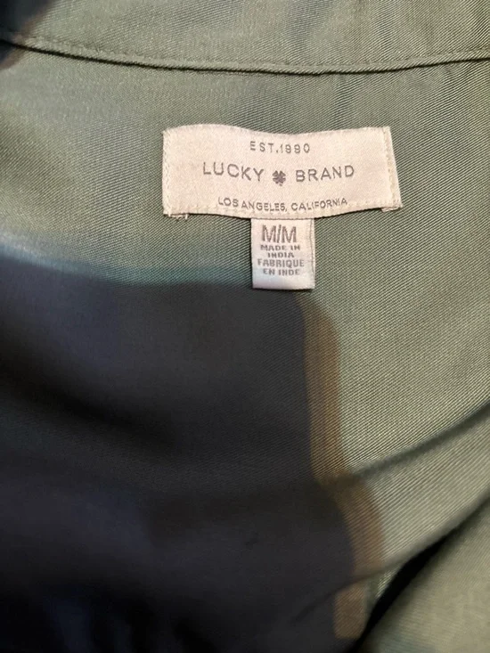 Lucky Brand NWOT 100% Lycocell Olive Green Long Sleeve Button-Up Shirt - Picture 5 of 8